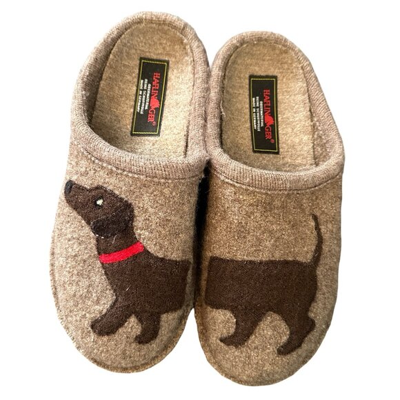 Haflinger Slippers Womens Brown Wool Dog Dachsund Puppy Dog EU 41 US 9.5 - Picture 4 of 5